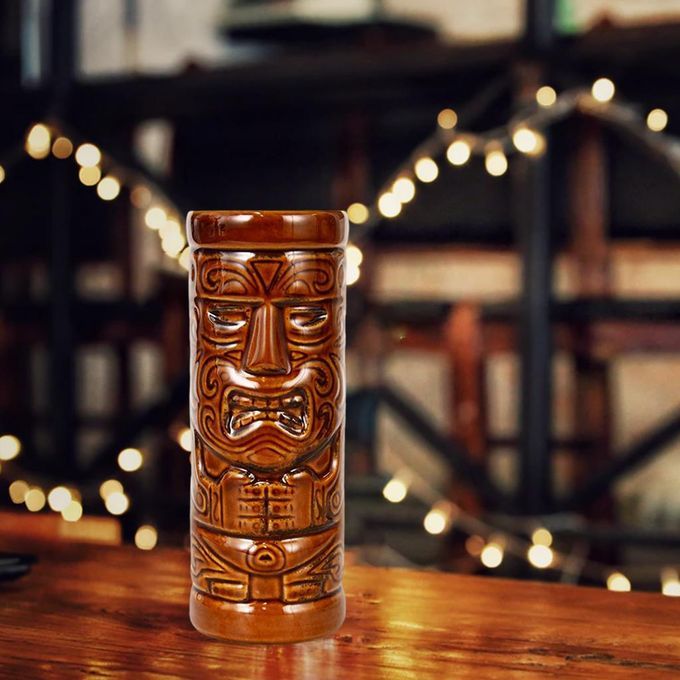 Hawaii Tiki Mugs Ceramic Large  Mug Cute Tiki Maui Statue Brown