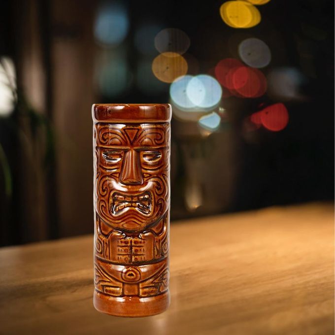 Hawaii Tiki Mugs Ceramic Large  Mug Cute Tiki Maui Statue Brown