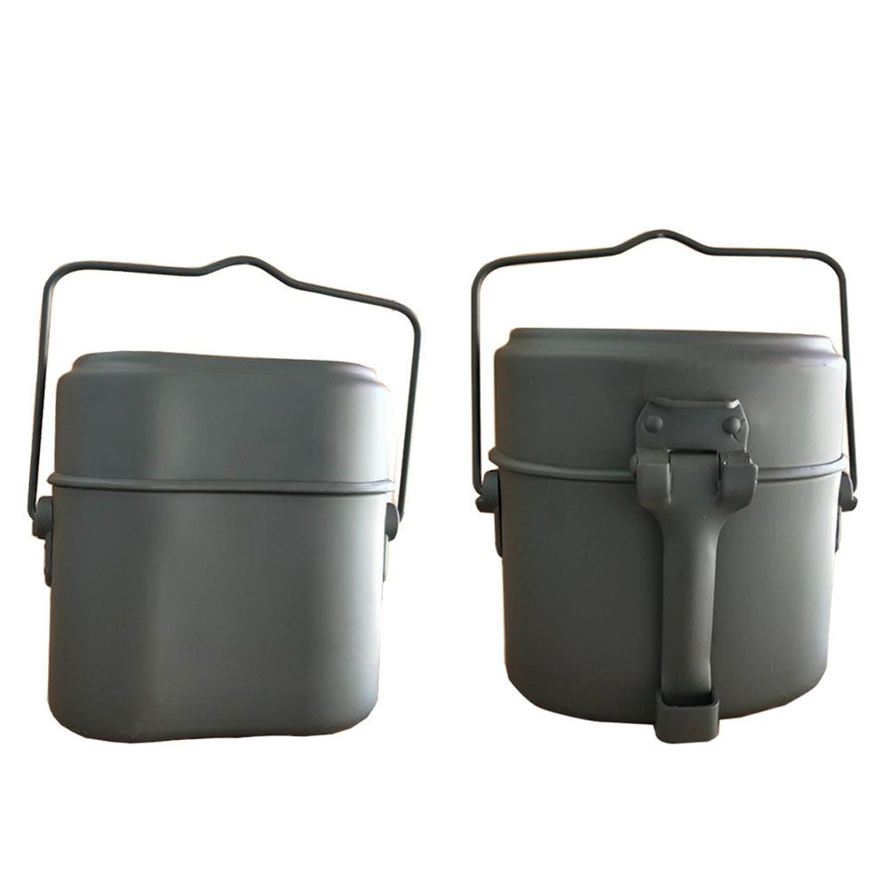 Heatable Outdoors 3 In 1 Aluminum Camping Lunch Box Picnic Kit Canteen Kettle Pot Canteen Food