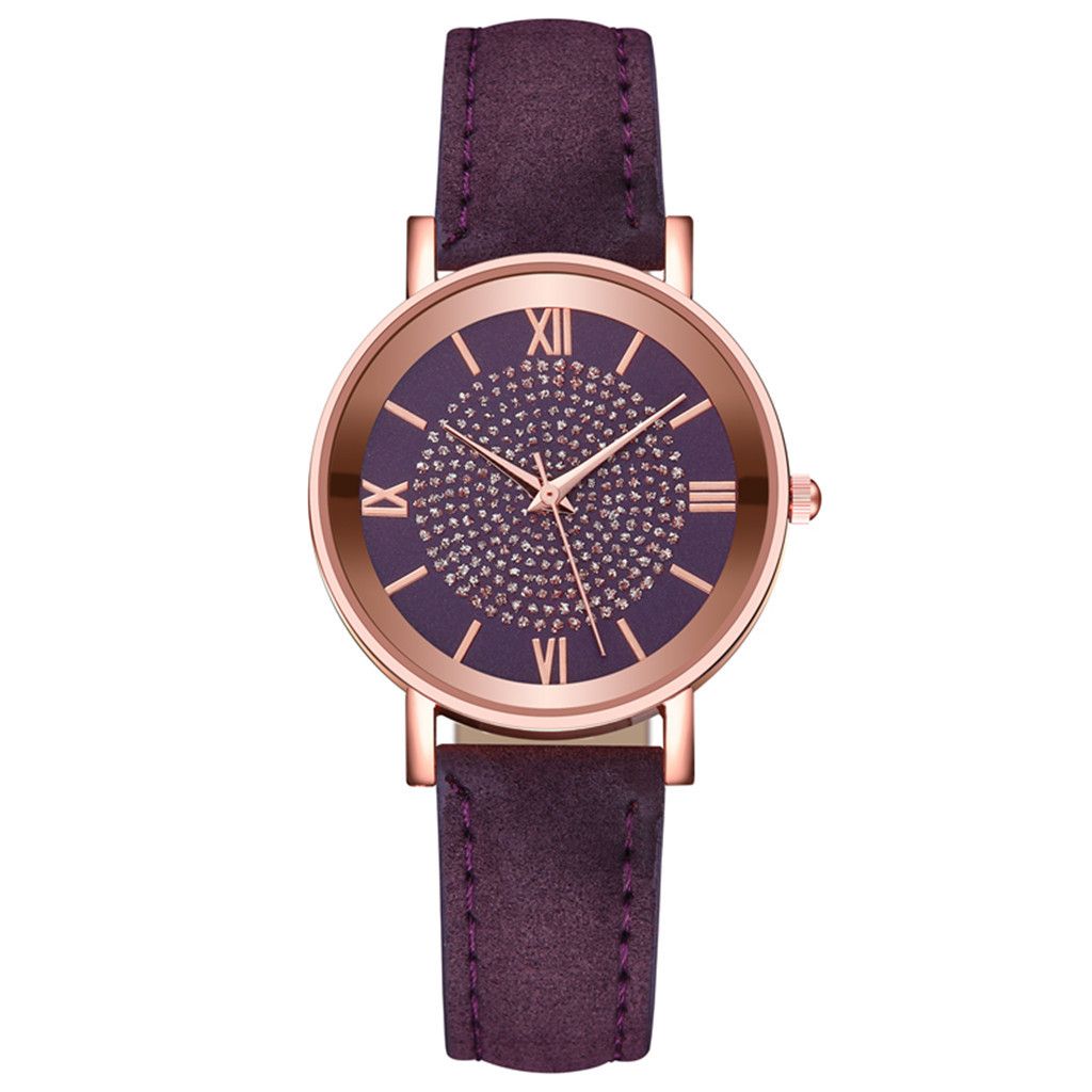 Luxury Casual Women Romantic Starry Sky Wrist Watch Leather Rhinestone Designer Ladies Clock Simple Dress