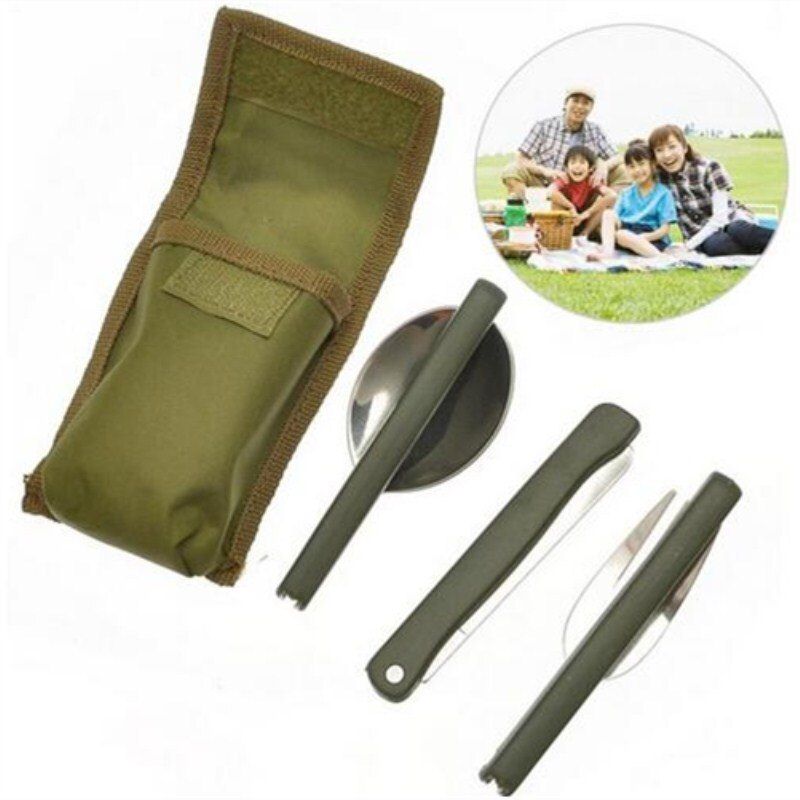 Portable Mini Tableware Set Outdoor Tool Folding Cutlery Set With Spoon Fork Knives For