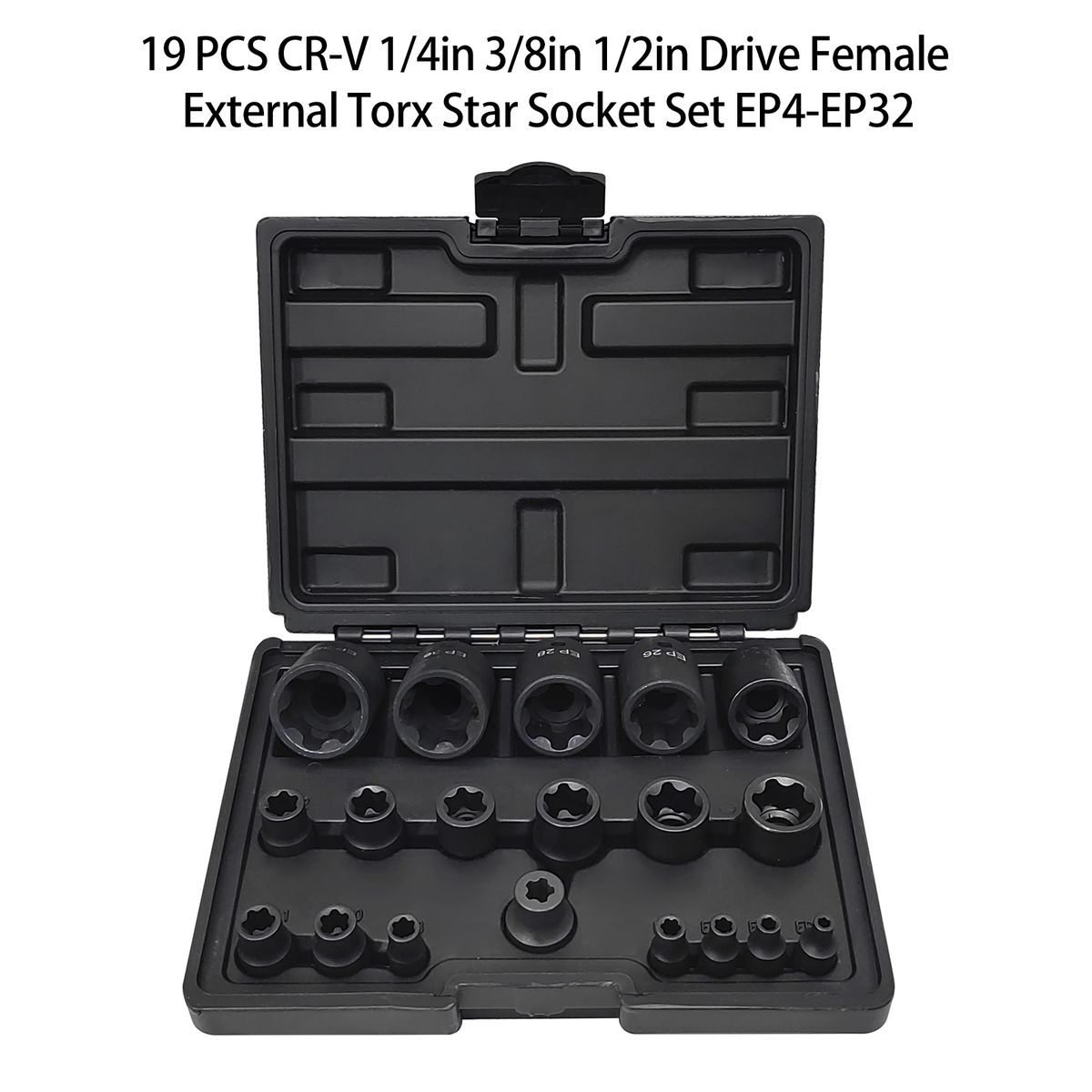 EP Socket Sets 19 PCS CR-V 1/4in 3/8in 1/2in Drive Female