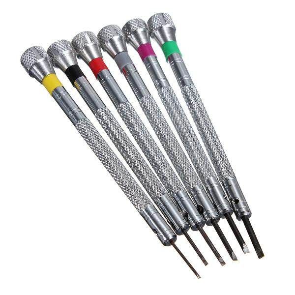 6 Pcs Jeweler Eye Glasses Flat Head Tip Slotted Screwdriver Repair Tools