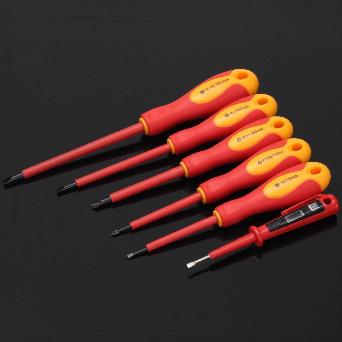 6pcs ELECTRICIAN'S INSULATED ELECTRICAL HAND SCREWDRIVER TOOL KIT SET