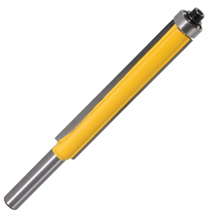 8MM Shank Lengthened Flush Trim Router Bit W/ Bearing For Wood Milling Cutter Silver