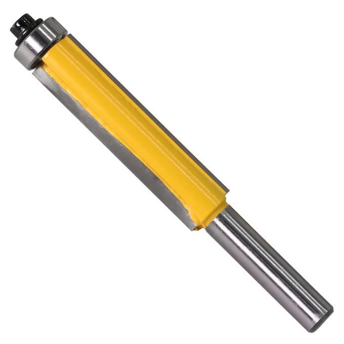 8MM Shank Lengthened Flush Trim Router Bit W/ Bearing For Wood Milling Cutter Silver