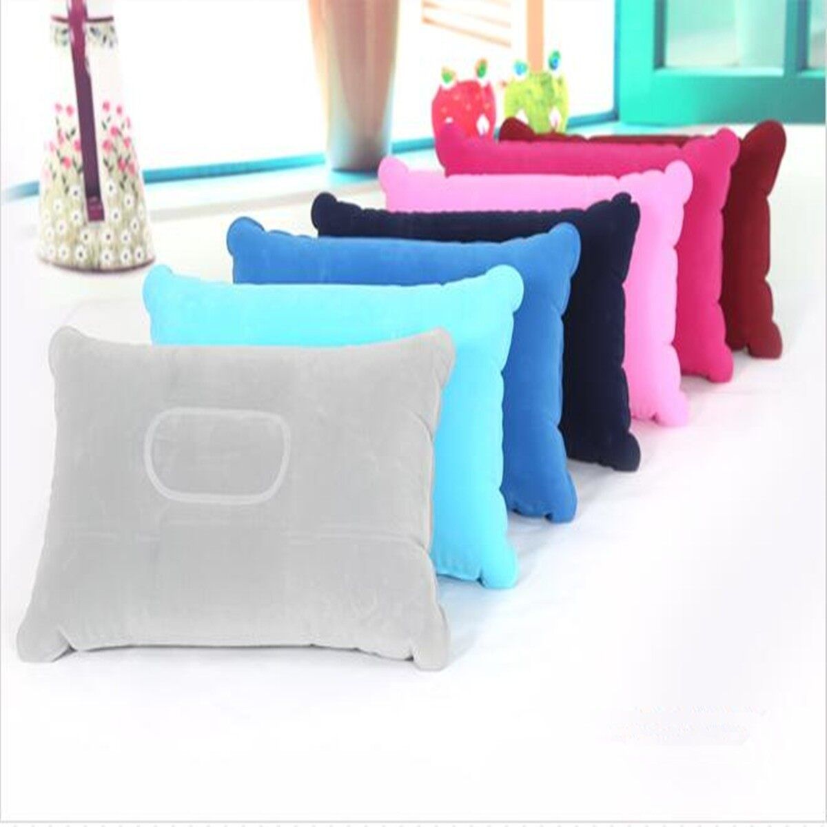 Double Sided Inflatable Pillow Mat Cushion For Outdoor Traveling Camping Sleep F Dark Blue NEW Dark Blue