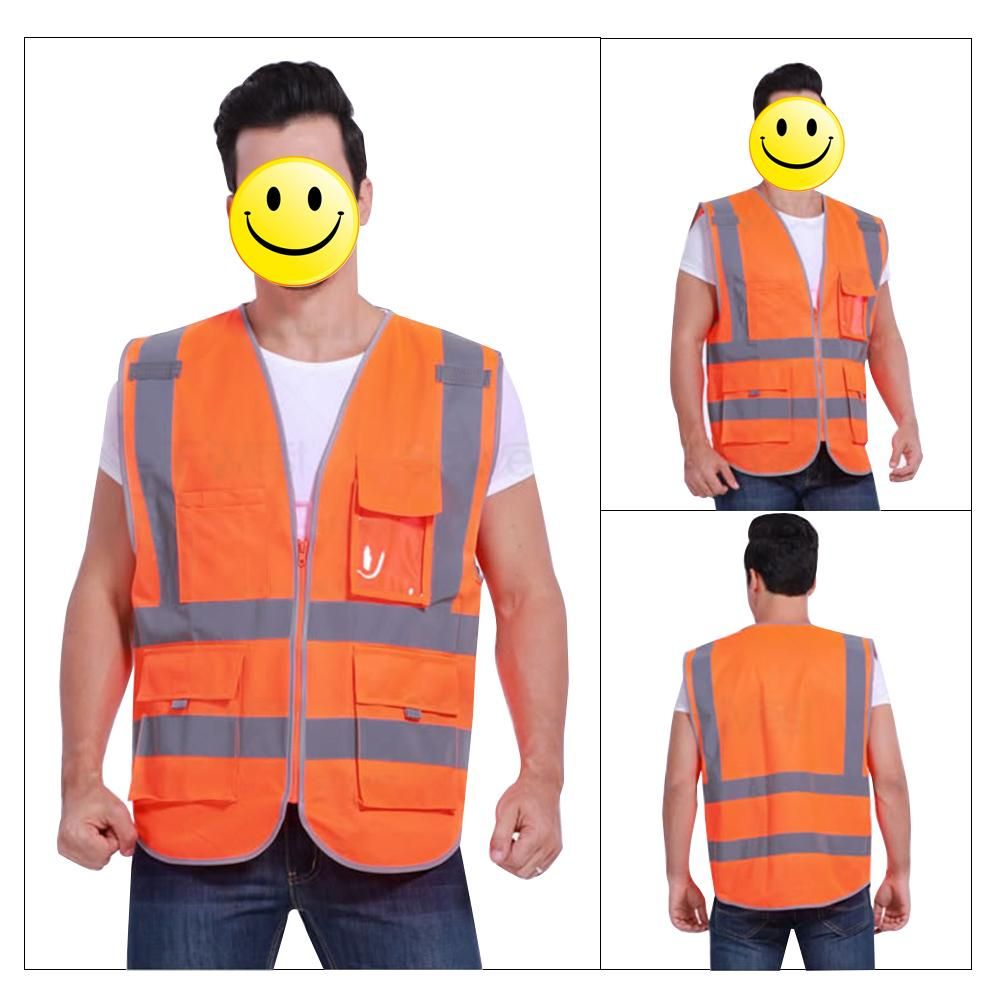 SFVest  High Visibility Reflective Safety Vest Reflective Vest Multi Pockets Workwear Security Working Clothes Day Night Motorcycle Cycling Warning Safety Waistcoat
