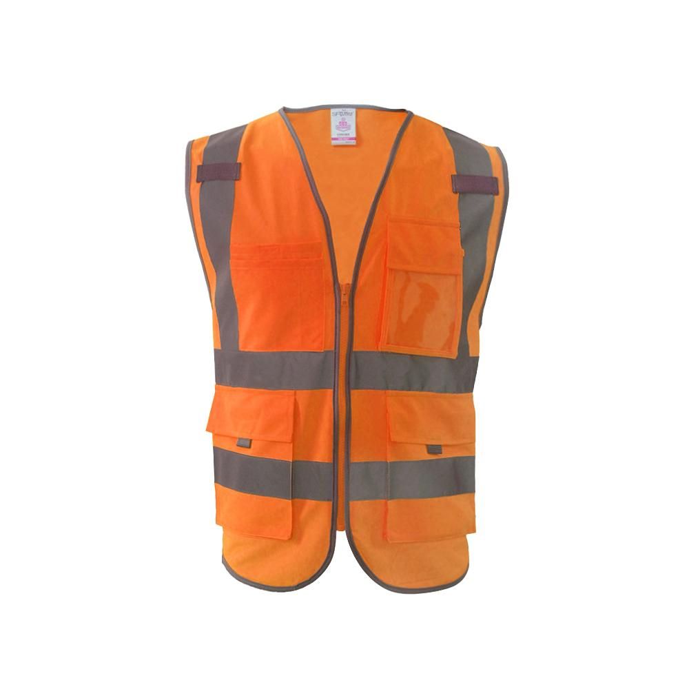 SFVest  High Visibility Reflective Safety Vest Reflective Vest Multi Pockets Workwear Security Working Clothes Day Night Motorcycle Cycling Warning Safety Waistcoat
