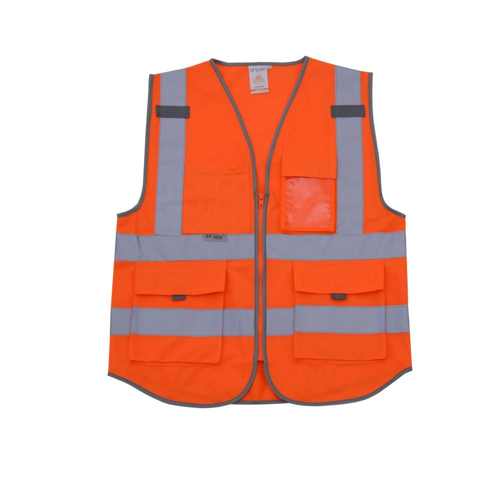 SFVest  High Visibility Reflective Safety Vest Reflective Vest Multi Pockets Workwear Security Working Clothes Day Night Motorcycle Cycling Warning Safety Waistcoat
