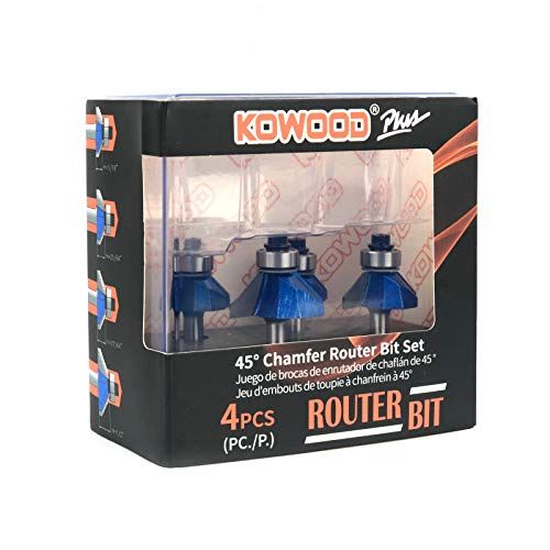 KOWOOD Plus 45 Degree Chamfer Router Bit Set 14 Inch Shank C