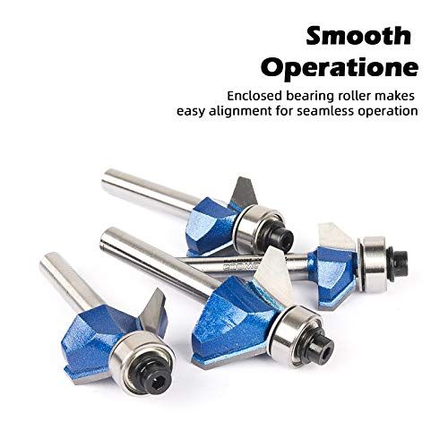 KOWOOD Plus 45 Degree Chamfer Router Bit Set 14 Inch Shank C