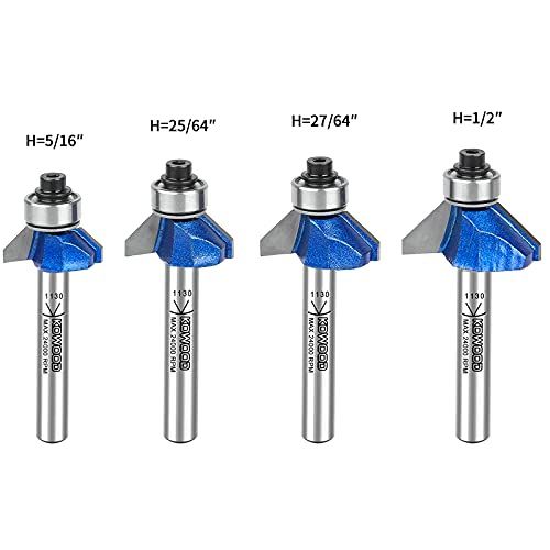 KOWOOD Plus 45 Degree Chamfer Router Bit Set 14 Inch Shank C