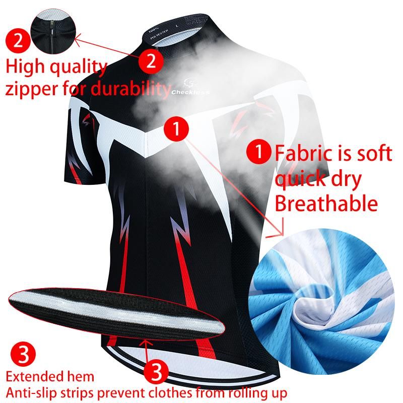 Black Summer Short Sleeve Cycling Suit Quick Dry Road Bike Breathable Set