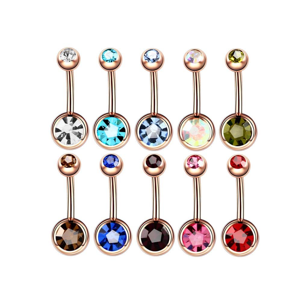 10 Pack 14G Belly Button Rings Jewelry Crystal Balls Navel Piercing Jewelry-Colorful