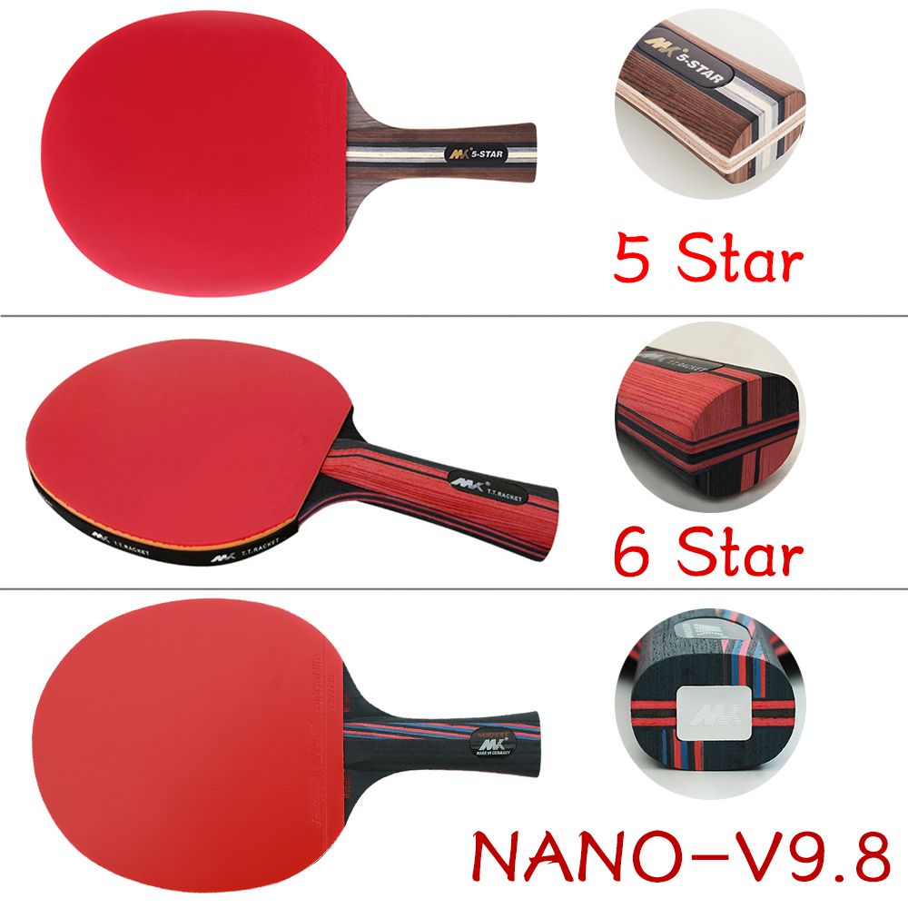 Professional Table Tennis Racket Bat Carbon Ping Pong Paddle Set Short Long Handle With Double Face Pimples In
