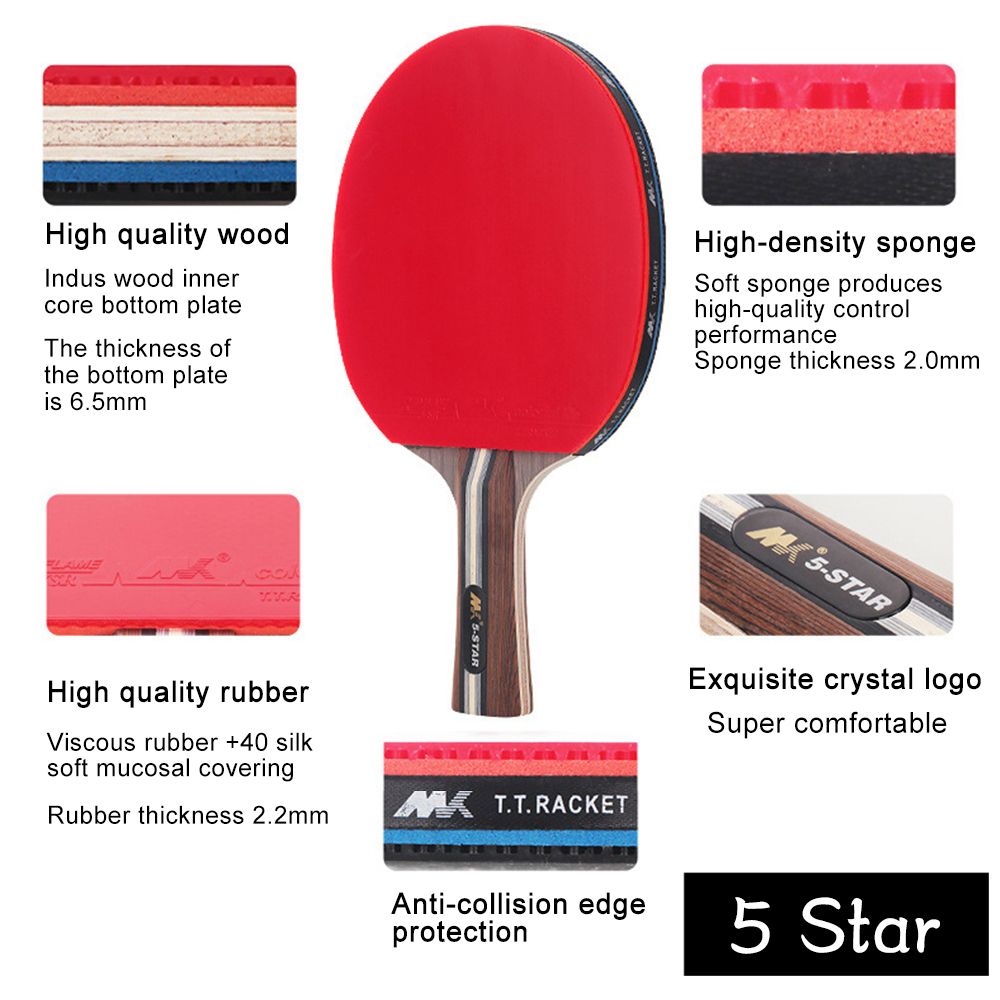 Professional Table Tennis Racket Bat Carbon Ping Pong Paddle Set Short Long Handle With Double Face Pimples In