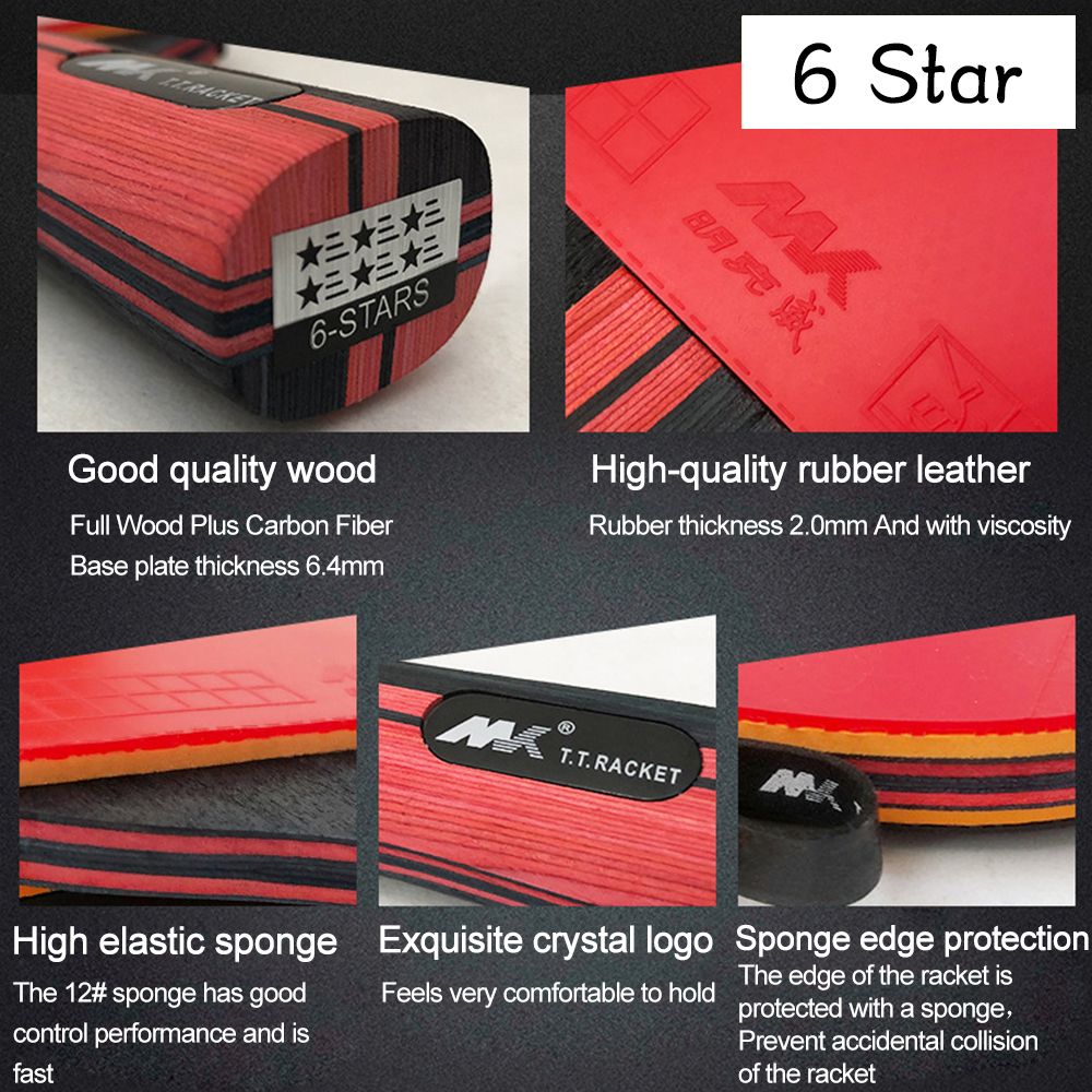 Professional Table Tennis Racket Bat Carbon Ping Pong Paddle Set Short Long Handle With Double Face Pimples In