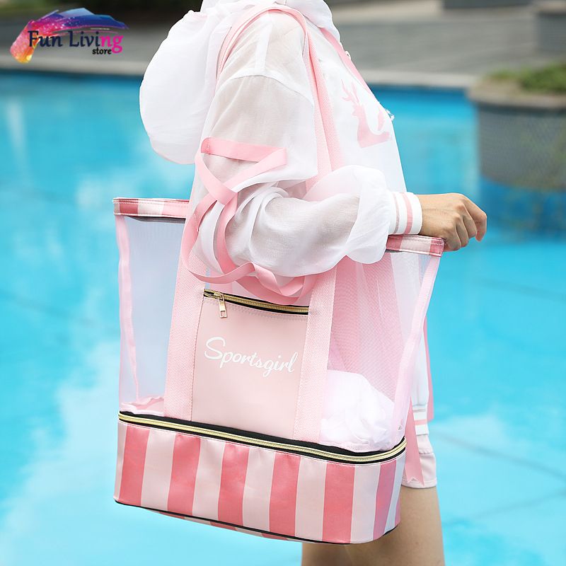 Swimming Bags Women Sports Mesh Bag Handbags Wet And Dry
