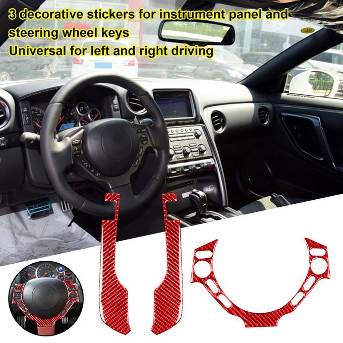 3Pcs Speedometer Border Trim Decorative Heat-resistant-Red