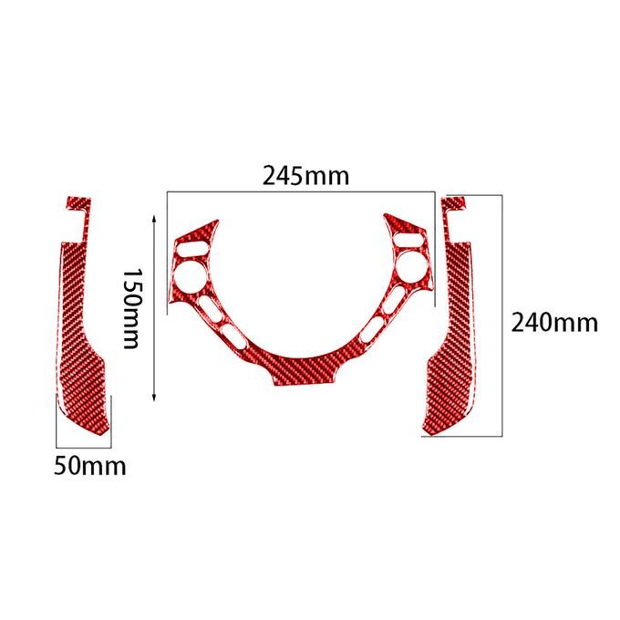 3Pcs Speedometer Border Trim Decorative Heat-resistant-Red