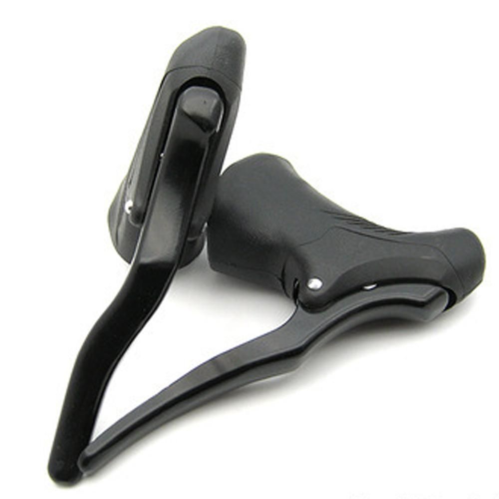 1 Pair Road Bike Drop Bar Double Handle Brake Levers Racing Bicycle Fixed Gear Dual-control Handbrakes