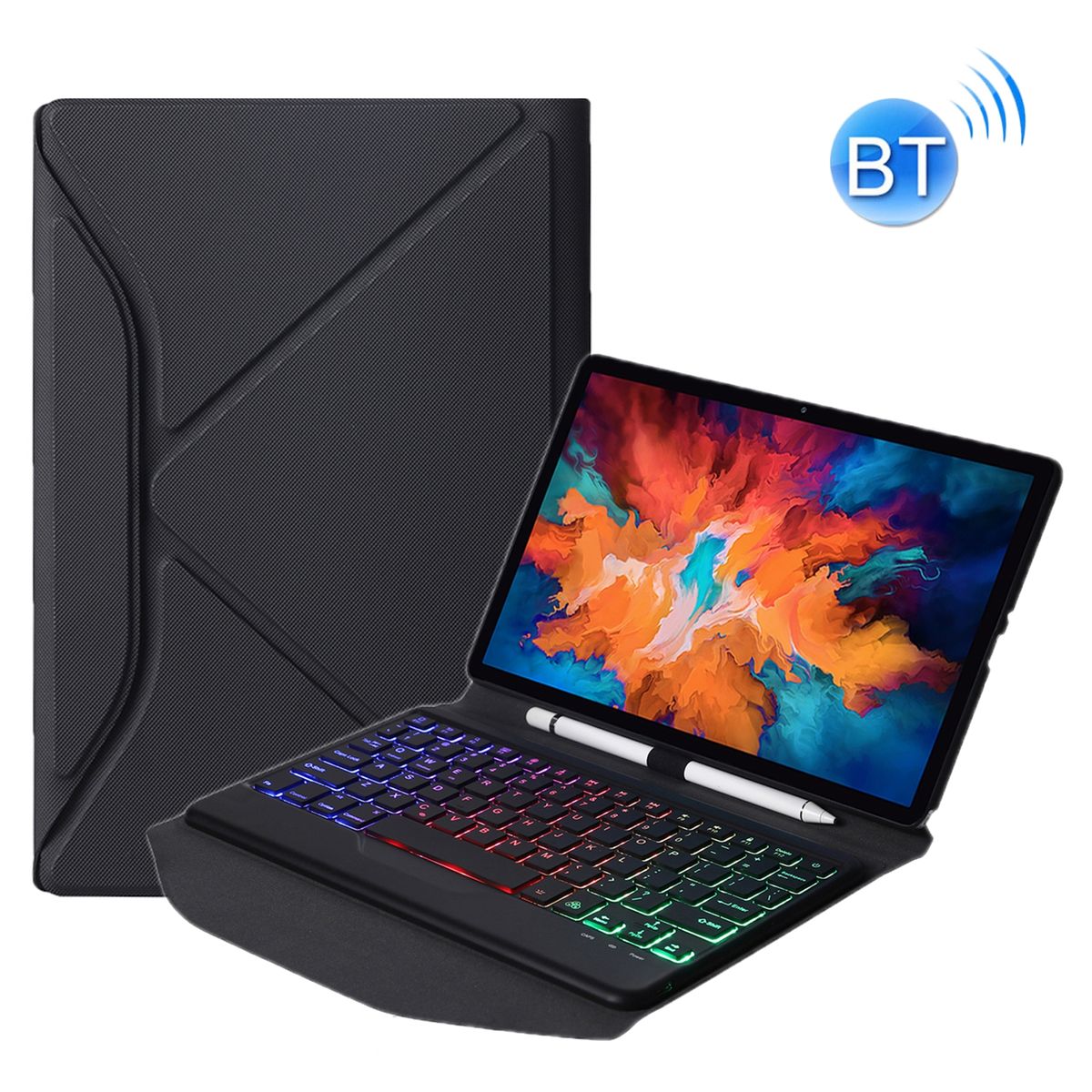 BM13S Backlight Edition Detachable Bluetooth Keyboard Leather Tablet Case For Lenovo Pad Pro 11.5 Inch 2021 TB-J716F / Tab P11 Pro 11.5 Inch TB-J706F(Black)