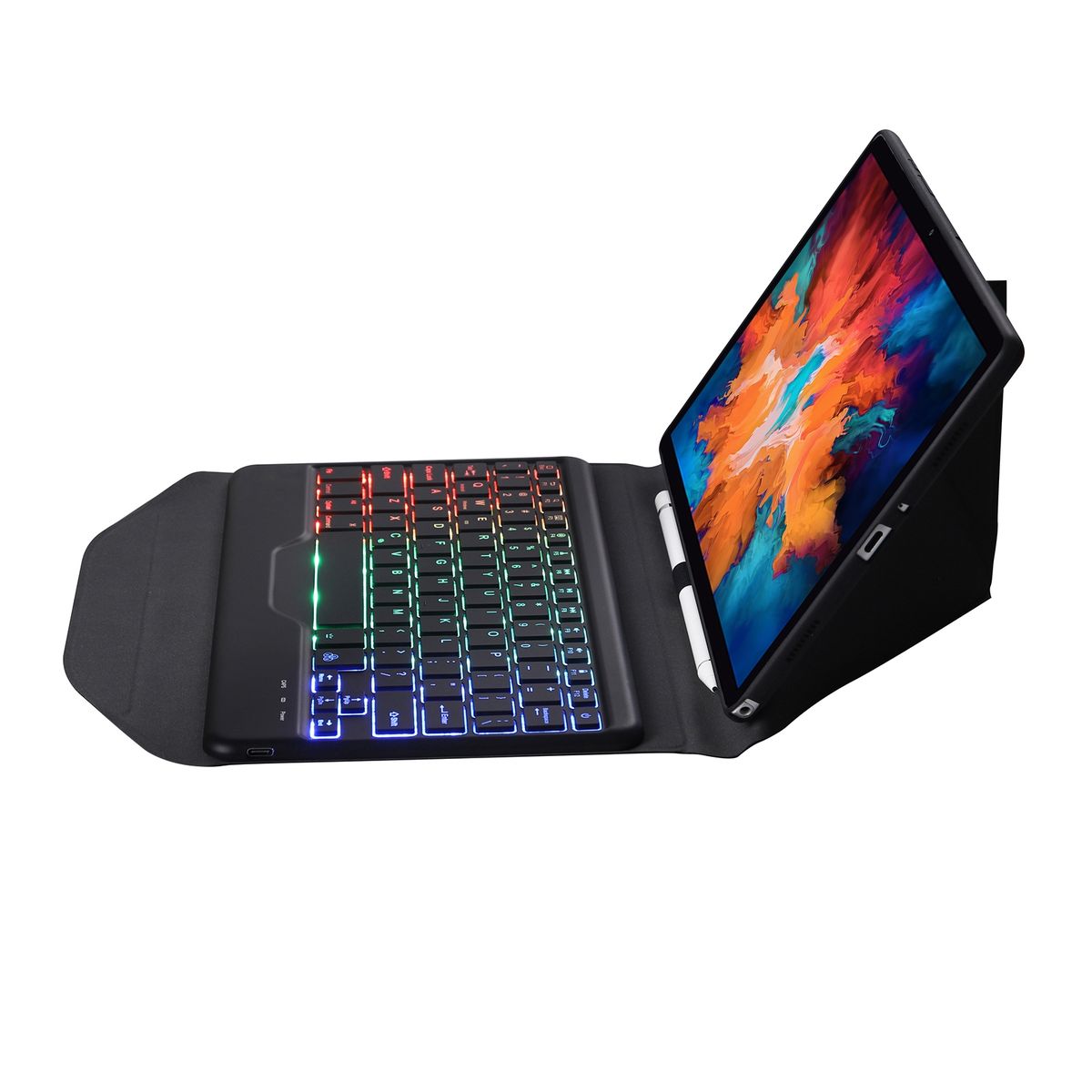 BM13S Backlight Edition Detachable Bluetooth Keyboard Leather Tablet Case For Lenovo Pad Pro 11.5 Inch 2021 TB-J716F / Tab P11 Pro 11.5 Inch TB-J706F(Black)