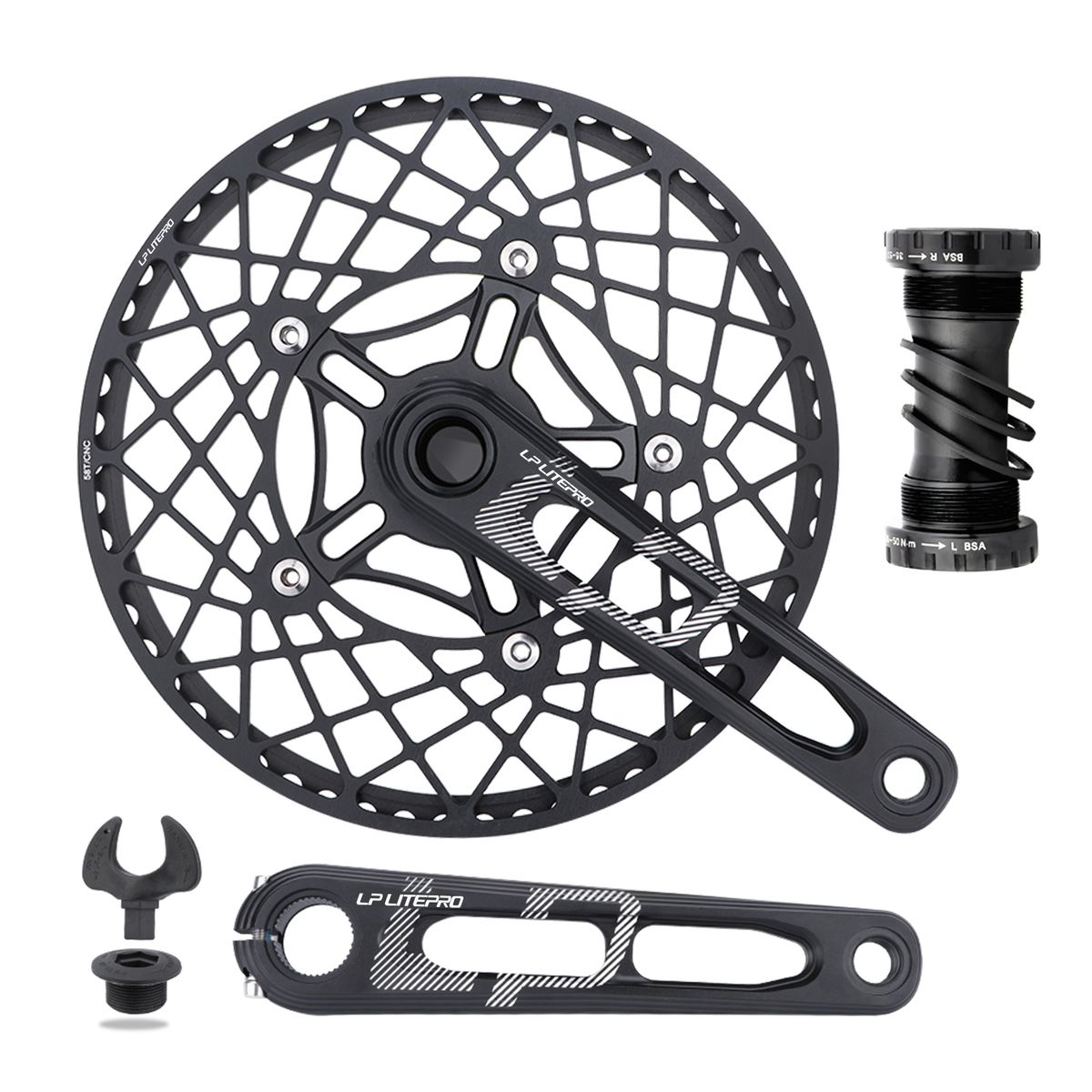 53T/56T/58T Bike Chainring Crank Arm Set For Folding