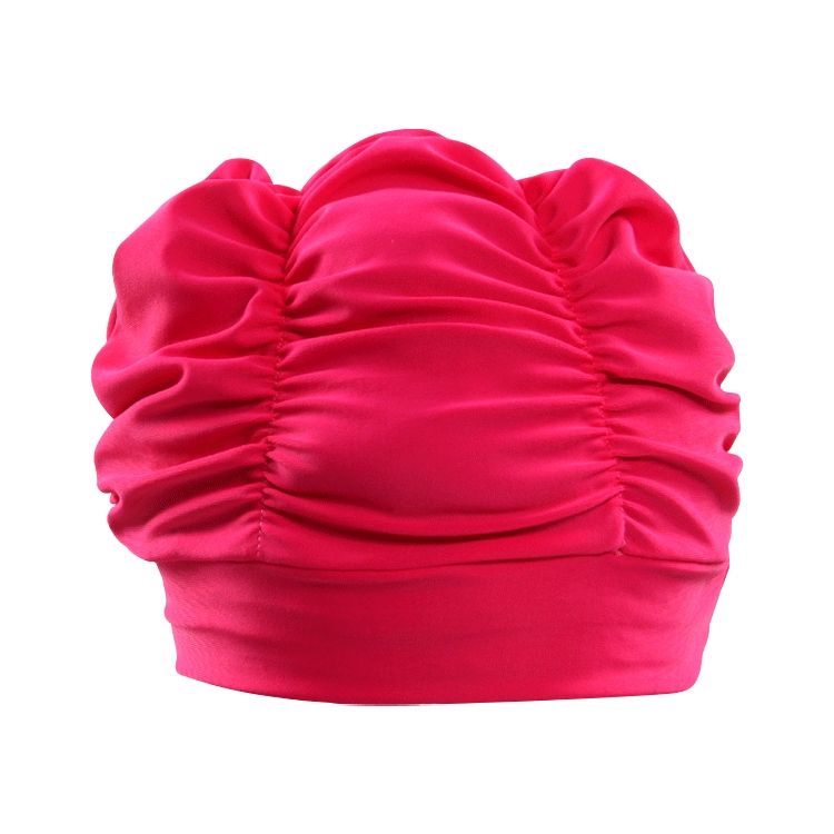 Women Earmuffs Pleated Cloth Swimming Cap