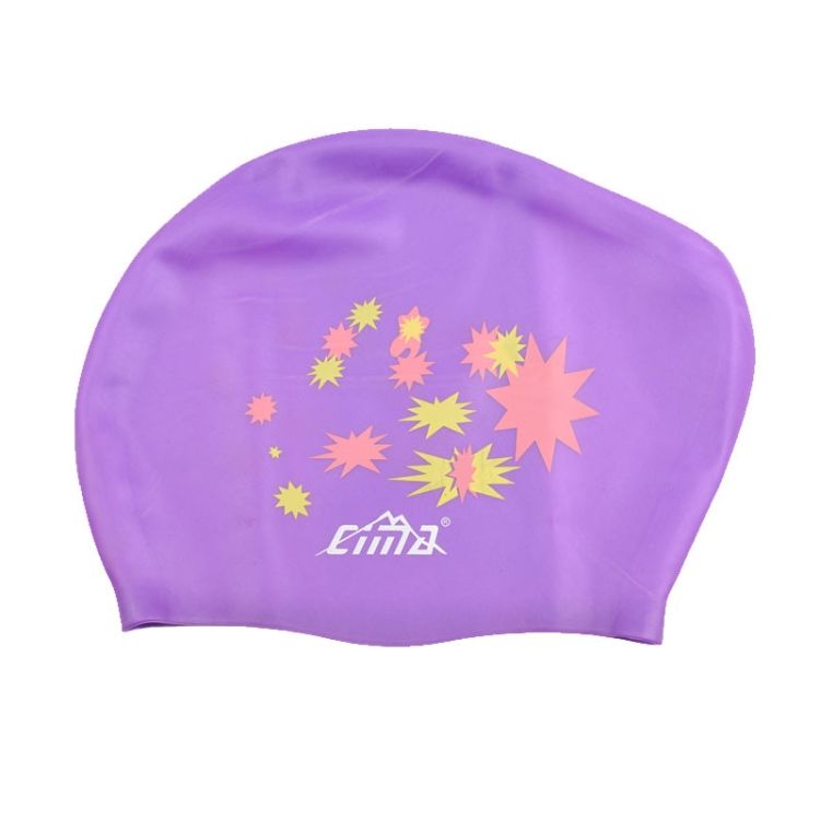 Printed Silicone Swimming Cap Waterproof Swimming Cap For Long Hair