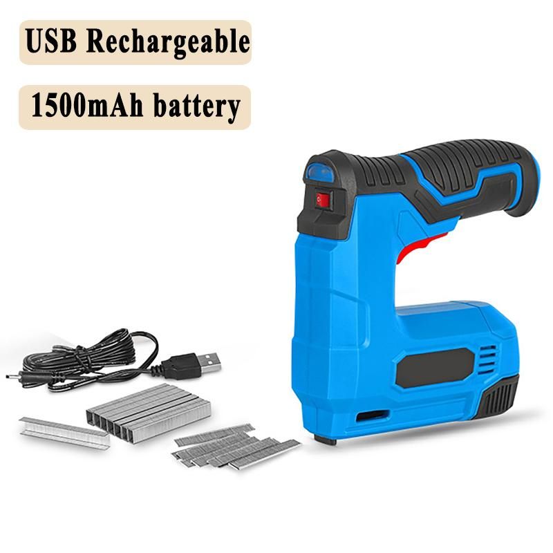 Electric Nail Stapler with 10mAh Lithium Battery USB Rechargeable Staple Furniture Wood Frame DIY Tool