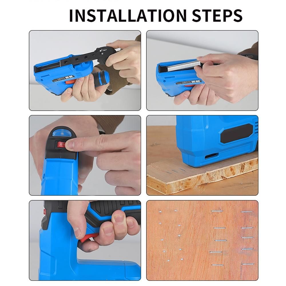 Electric Nail Stapler with 10mAh Lithium Battery USB Rechargeable Staple Furniture Wood Frame DIY Tool