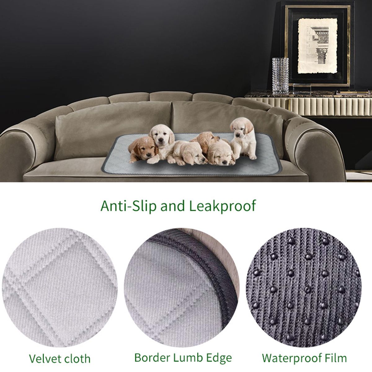 Washable Dog Pee Pads Reusable Puppy Pee Pads Non Slip Dog