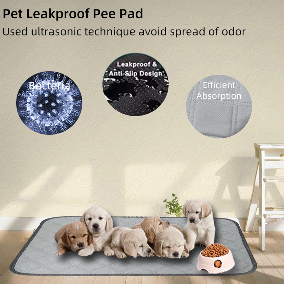 Washable Dog Pee Pads Reusable Puppy Pee Pads Non Slip Dog