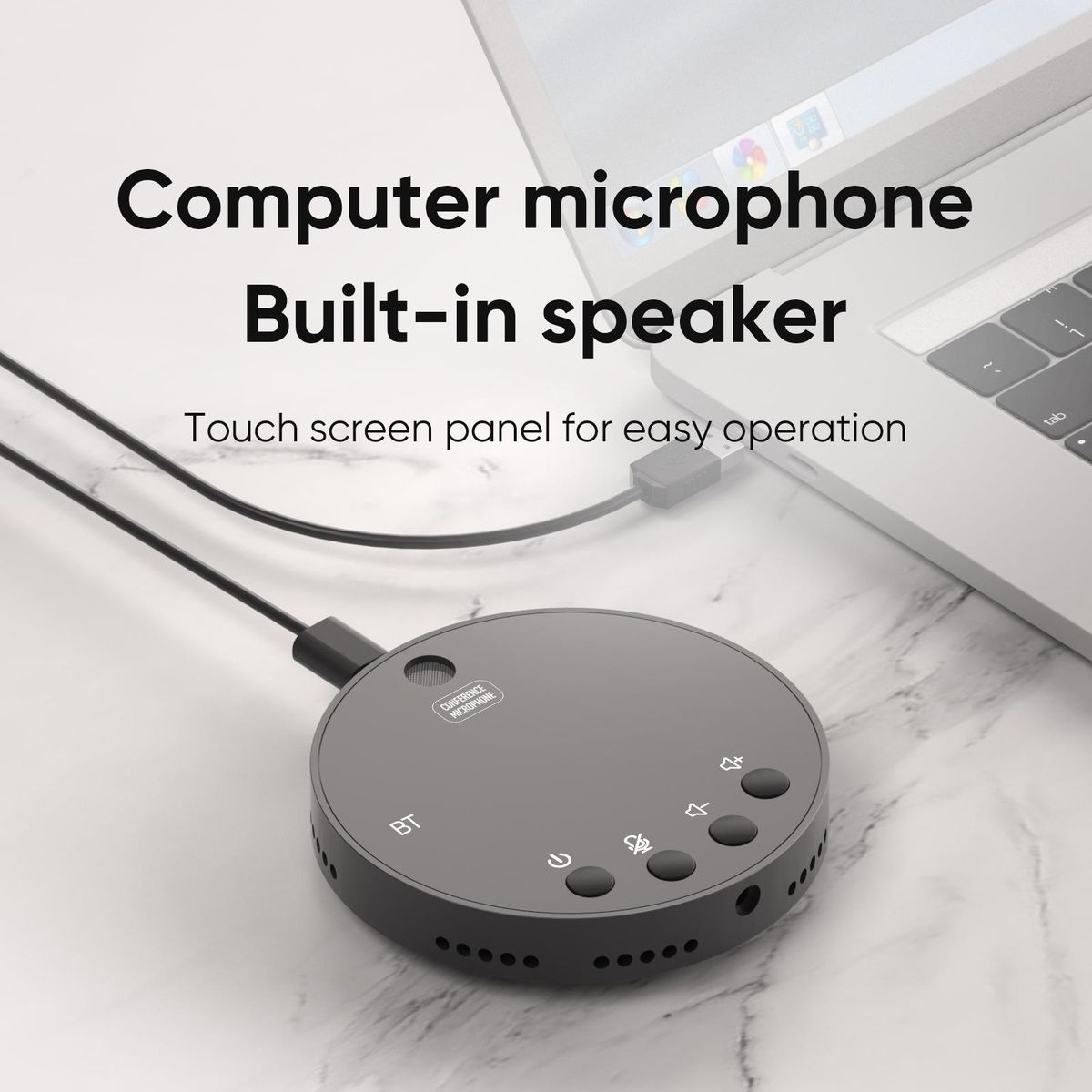 Desktop USB Conference Speakerphone BT Microphone 360° Omnidirectional Condenser Plug & Play PC Computer Mic with Speaker Mute/Volume Function Compatible with Windows Mac for PC Laptop Video Conference Recording Chatting Gam