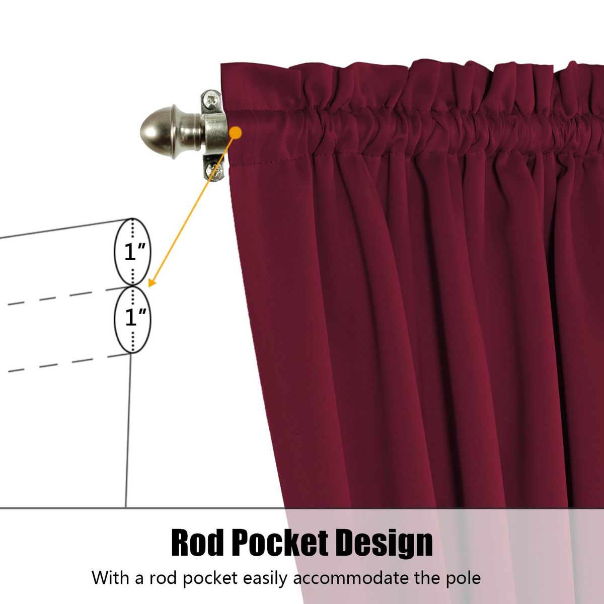 2 Panel French Door Curtains With Rod Pocket Tieback Indoor Sun Blocking Privacy Grommet Curtains Thermal Blackout Curtain for Window Kitchen Patio Doors 25 x 72 Inch