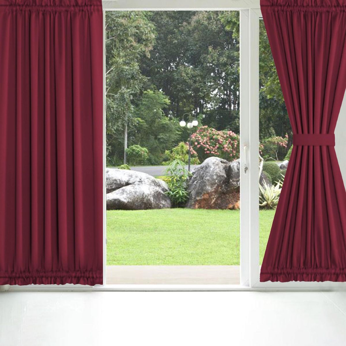 2 Panel French Door Curtains With Rod Pocket Tieback Indoor Sun Blocking Privacy Grommet Curtains Thermal Blackout Curtain for Window Kitchen Patio Doors 25 x 72 Inch