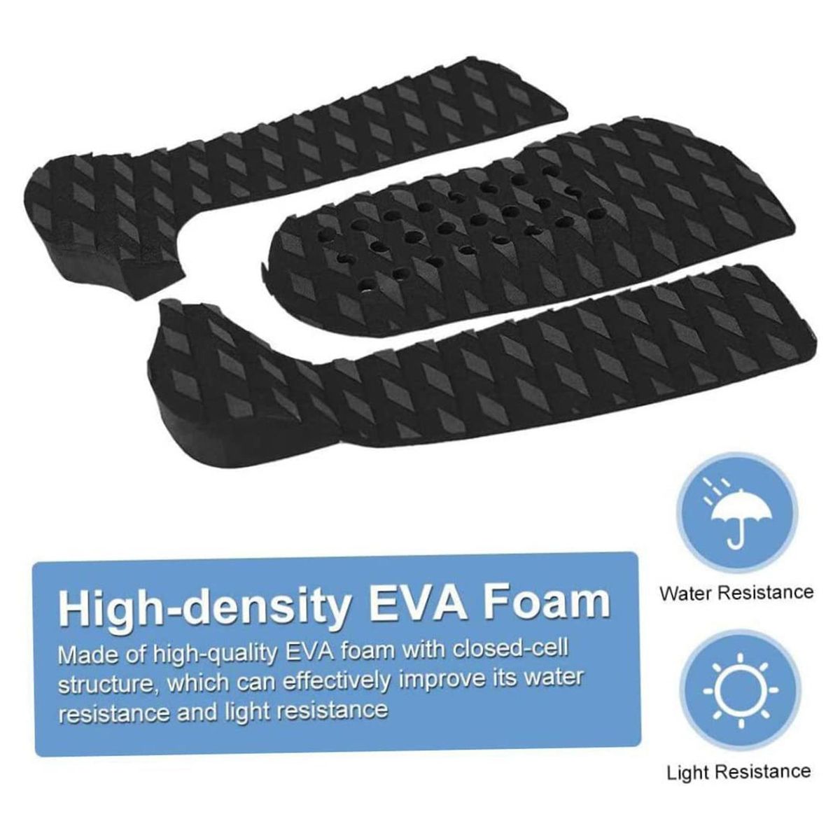 3PcsSet Surfing Board Pads Non-slip Surfing Board Cushions Black