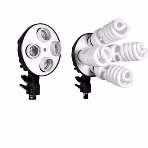 Studio Light Four Bulbs Socket with 50X70cm Softbox + Stand-Fours Included