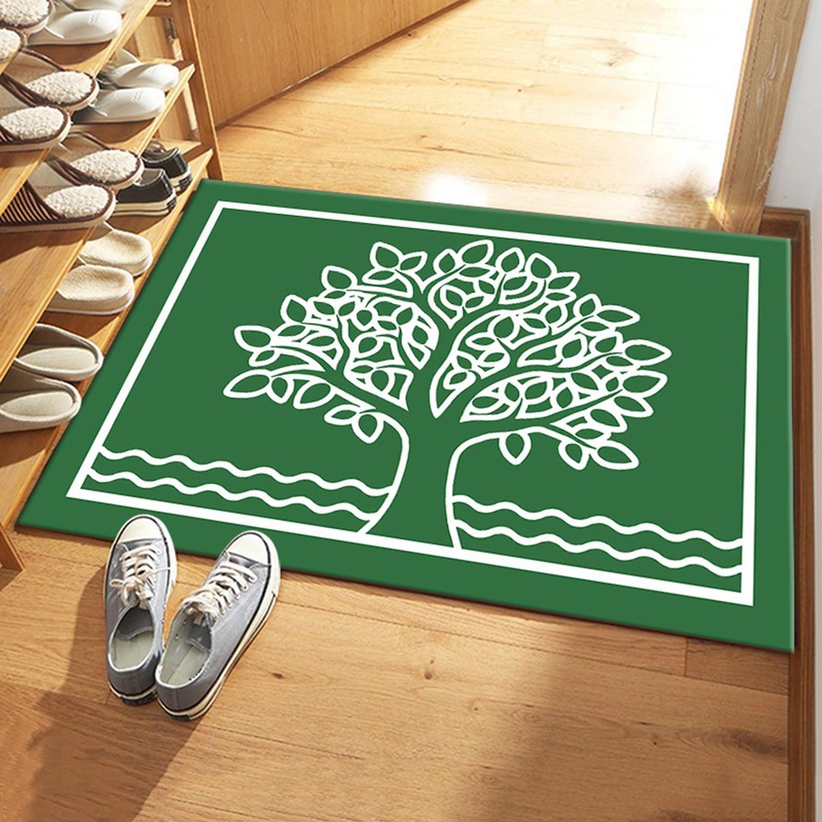 Floor Mat Mountain Pattern Bedroom Floor Mat Green