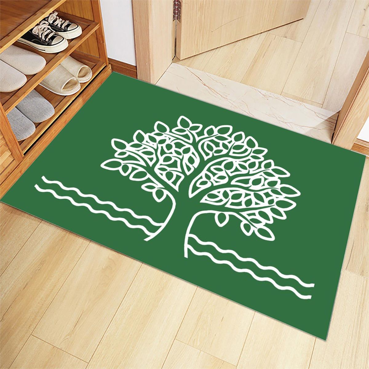 Floor Mat Mountain Pattern Bedroom Floor Mat Green