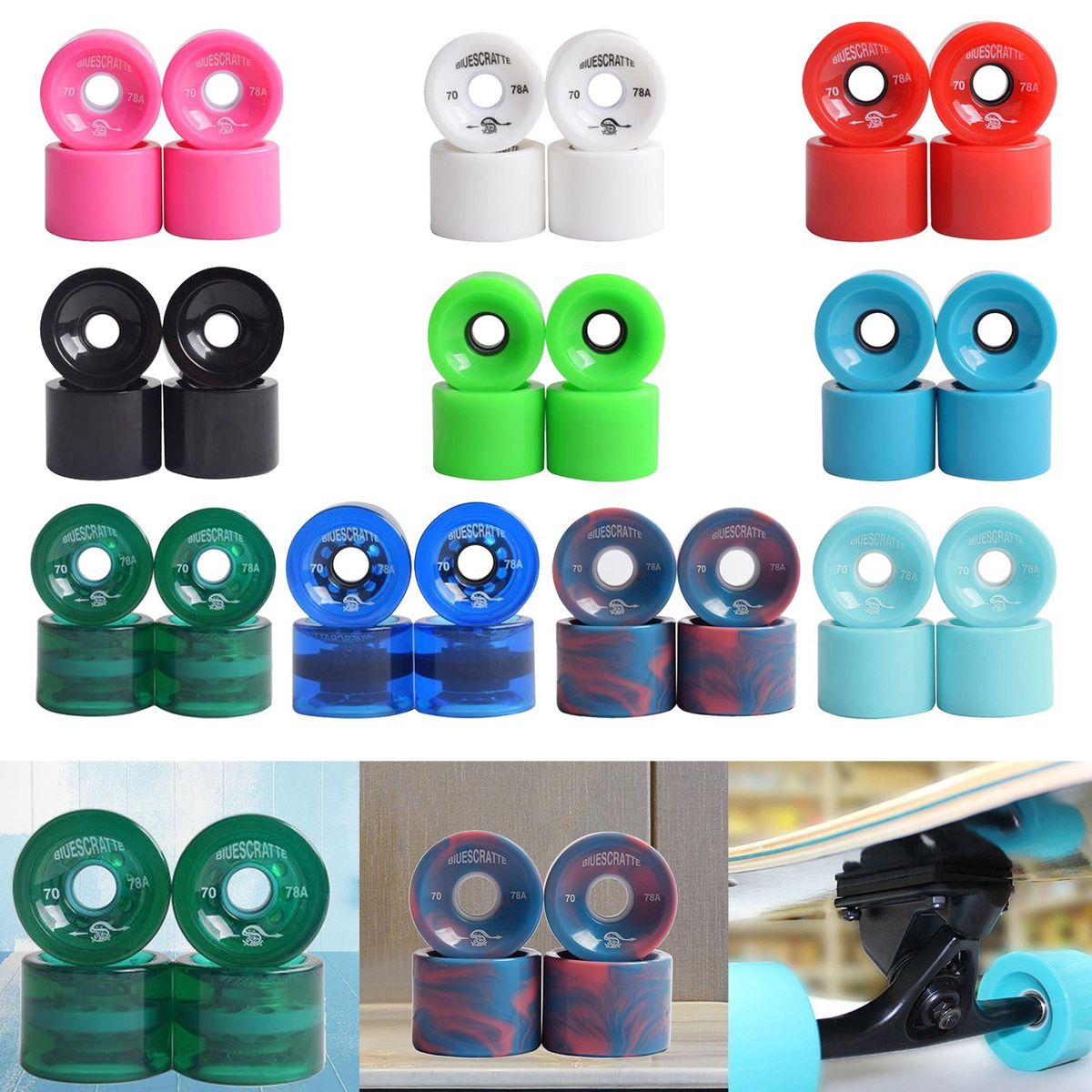 4pcs Skateboard Wheels 70 X 51mm Longboard Skate Wheel Set
