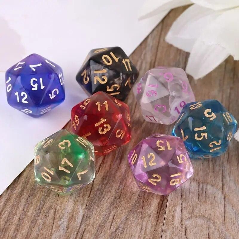 7pcs D20 Polyhedral 20 Sided Dice Numbers Dials Table Board Role Playing Game R9CE