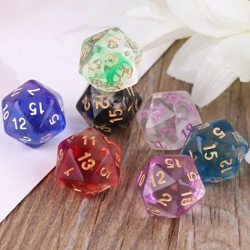 7pcs D20 Polyhedral 20 Sided Dice Numbers Dials Table Board Role Playing Game R9CE