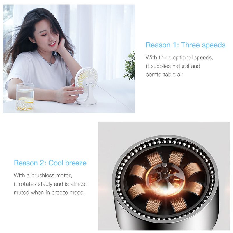 Baseus Mini USB Fan Portable Cooling Fan 3-Speed Smart Home