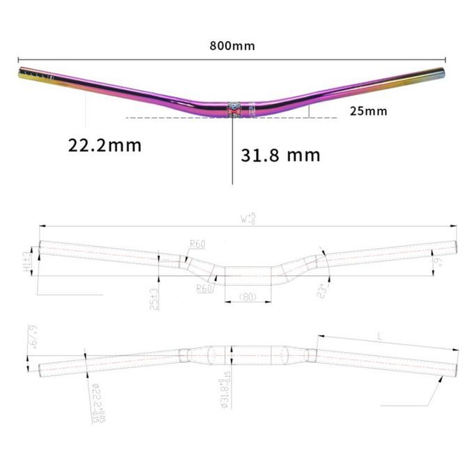 800mm Bike Riser Bar Bicycle 31.8mm MTB Downhill Handlebar Bent Rise