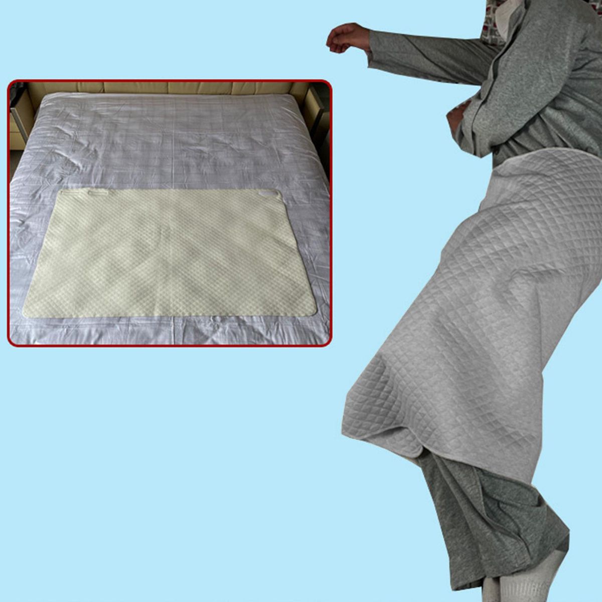 Elderly Diaper Skirt Wearable Incontinence Bed Pads For Adult Gray