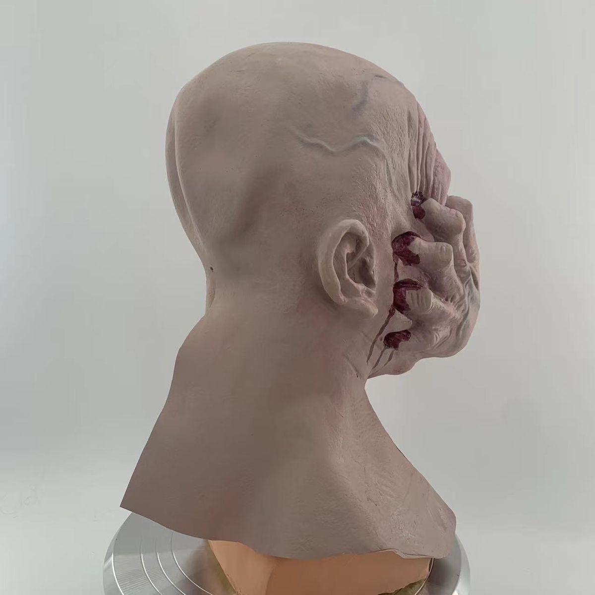 Halloween Bald Blood Scar Mask  Horror Bloody Headgear 3d Realistic Human Face Headgear Halloween Party Mask Cosplay Props