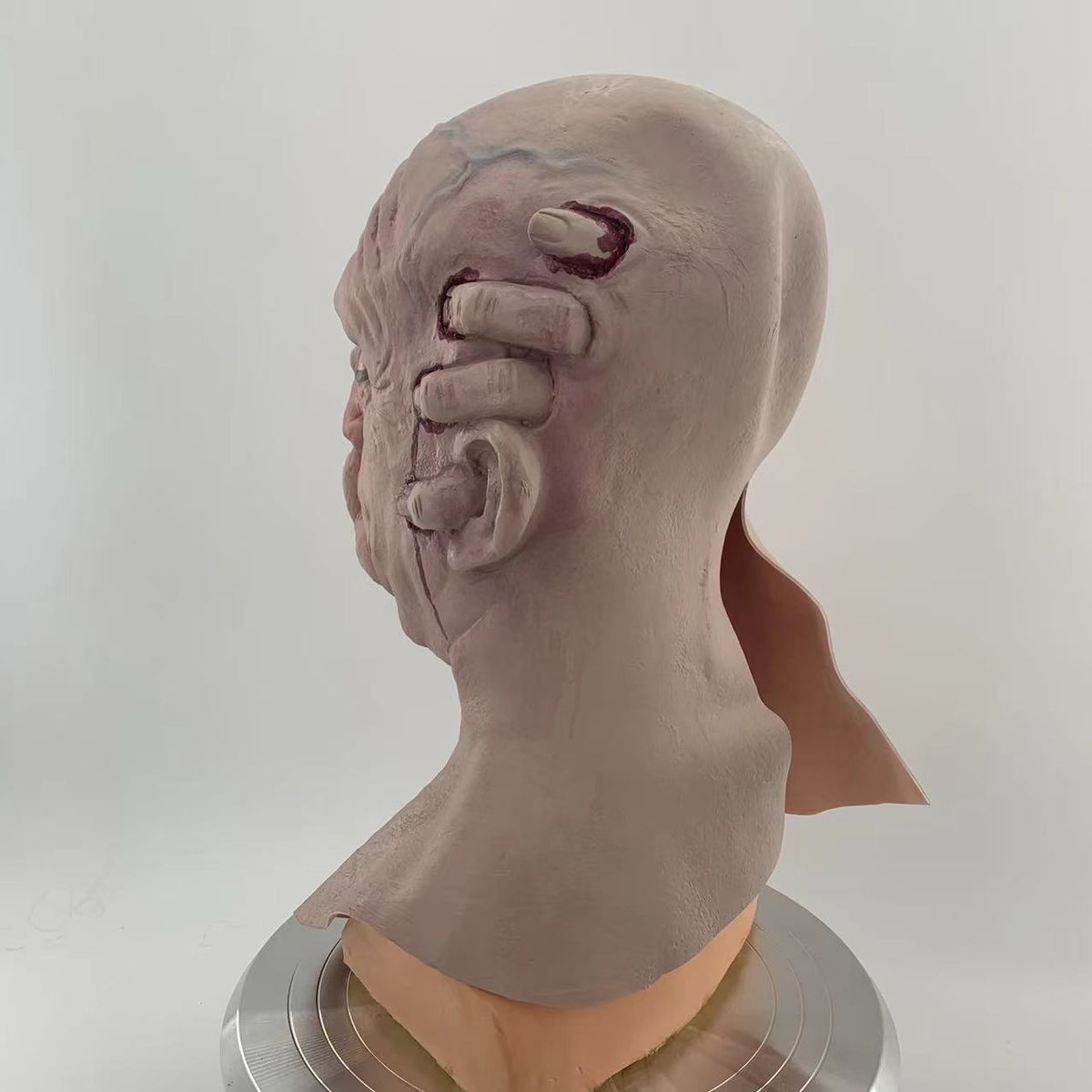 Halloween Bald Blood Scar Mask  Horror Bloody Headgear 3d Realistic Human Face Headgear Halloween Party Mask Cosplay Props
